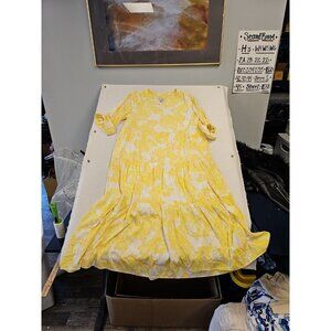 Chico's womens tiered layered Maxi Dress- Size 3 16/18 Yellow  Cottage Core Boho